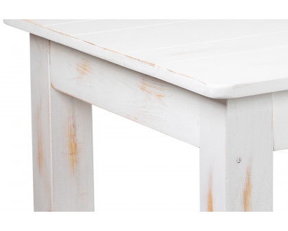 BLNK HERCULES Series Rectangular Antique Rustic White Solid Pine Farm Dining Table - 46"W x 30"L