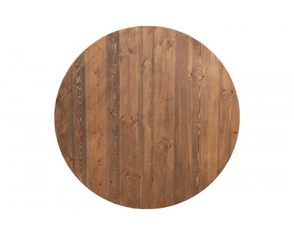 BLNK - HERCULES Series Round Rustic and Antique Pine Dining Table