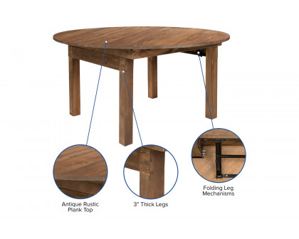 BLNK - HERCULES Series Round Rustic and Antique Pine Dining Table