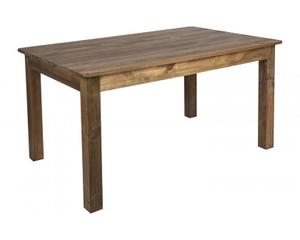 BLNK HERCULES Rectangular Antique Rustic Solid Pine Farm Dining Table - 38"W x 60"L