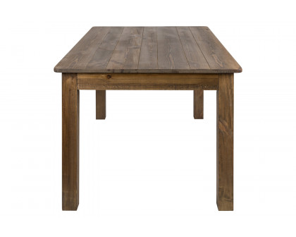 BLNK HERCULES Rectangular Antique Rustic Solid Pine Farm Dining Table - 38"W x 60"L