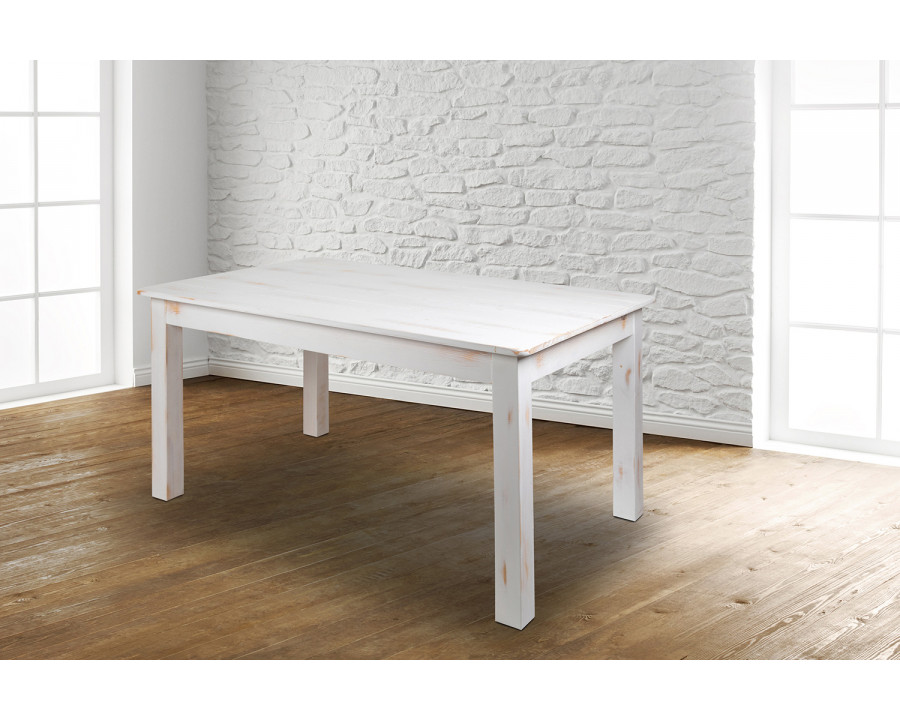 BLNK HERCULES Series Rectangular Antique Rustic White Solid Pine Farm Dining Table