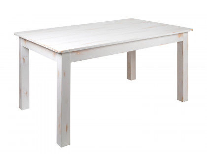 BLNK HERCULES Series Rectangular Antique Rustic White Solid Pine Farm Dining Table