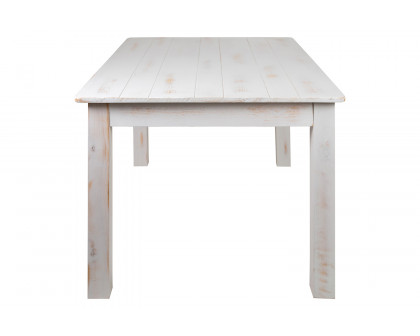 BLNK HERCULES Series Rectangular Antique Rustic White Solid Pine Farm Dining Table - 38"W x 60"L