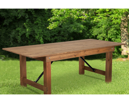 BLNK HERCULES Series Rectangular Antique Rustic Solid Pine Folding Farm Table