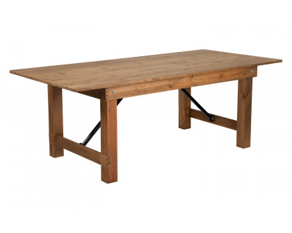 BLNK HERCULES Series Rectangular Antique Rustic Solid Pine Folding Farm Table - Natural, 40"W x 7'L