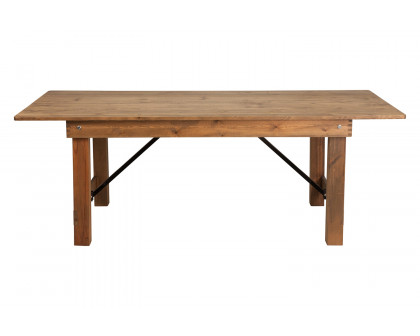 BLNK HERCULES Series Rectangular Antique Rustic Solid Pine Folding Farm Table - Natural, 40"W x 7'L