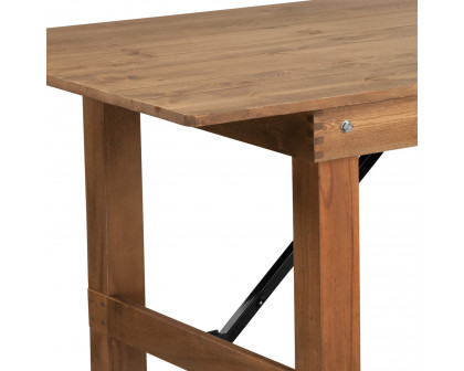 BLNK HERCULES Series Rectangular Antique Rustic Solid Pine Folding Farm Table - Natural, 40"W x 7'L