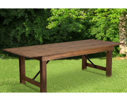 BLNK HERCULES Series Rectangular Antique Rustic Solid Pine Folding Farm Table