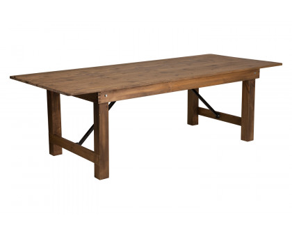 BLNK HERCULES Series Rectangular Antique Rustic Solid Pine Folding Farm Table - Natural, 40"W x 8'L