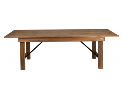 BLNK HERCULES Series Rectangular Antique Rustic Solid Pine Folding Farm Table - Natural, 40"W x 8'L