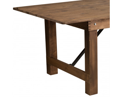 BLNK HERCULES Series Rectangular Antique Rustic Solid Pine Folding Farm Table - Natural, 40"W x 8'L