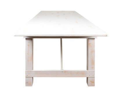 BLNK HERCULES Series Antique Rustic Folding Farm Table and Two Bench Set - White, 40"W x 9'L