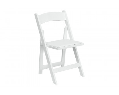 BLNK HERCULES Series Wood Folding Chair with Vinyl Padded Seat - White