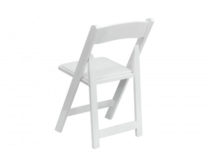 BLNK HERCULES Series Wood Folding Chair with Vinyl Padded Seat - White