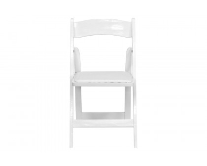 BLNK HERCULES Series Wood Folding Chair with Vinyl Padded Seat - White