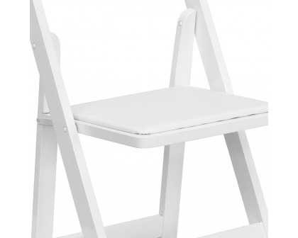 BLNK HERCULES Series Wood Folding Chair with Vinyl Padded Seat - White