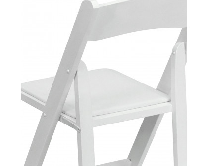 BLNK HERCULES Series Wood Folding Chair with Vinyl Padded Seat - White