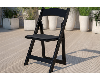 BLNK HERCULES Series Wood Folding Chair with Vinyl Padded Seat