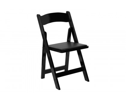 BLNK HERCULES Series Wood Folding Chair with Vinyl Padded Seat - Black