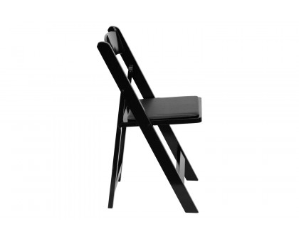 BLNK HERCULES Series Wood Folding Chair with Vinyl Padded Seat - Black