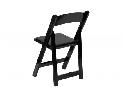 BLNK HERCULES Series Wood Folding Chair with Vinyl Padded Seat - Black