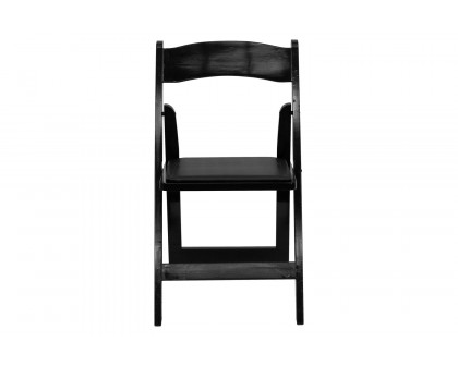 BLNK HERCULES Series Wood Folding Chair with Vinyl Padded Seat - Black