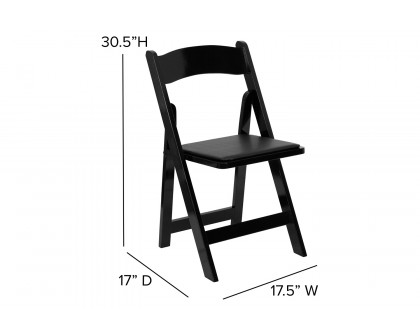 BLNK HERCULES Series Wood Folding Chair with Vinyl Padded Seat - Black