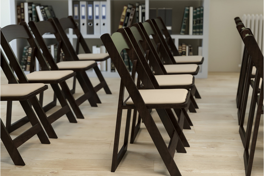 BLNK™ HERCULES Series Wood Folding Chair with Vinyl Padded Seat - Chocolate