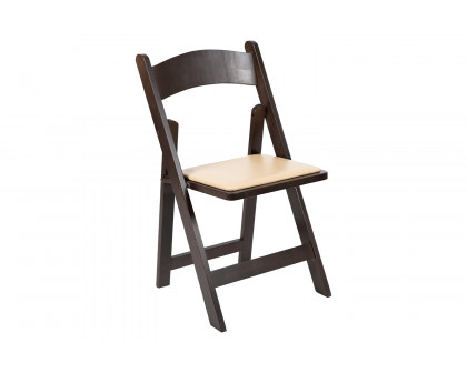 BLNK™ HERCULES Series Wood Folding Chair with Vinyl Padded Seat - Chocolate