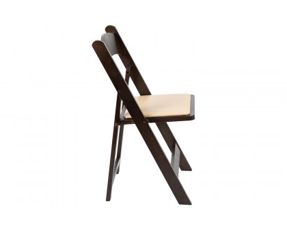 BLNK™ HERCULES Series Wood Folding Chair with Vinyl Padded Seat - Chocolate