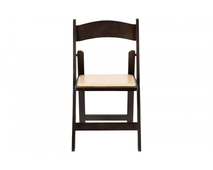 BLNK™ HERCULES Series Wood Folding Chair with Vinyl Padded Seat - Chocolate