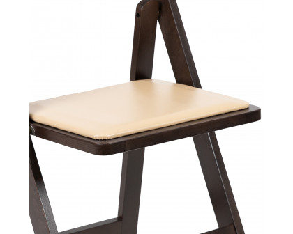 BLNK™ HERCULES Series Wood Folding Chair with Vinyl Padded Seat - Chocolate