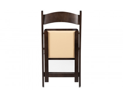 BLNK™ HERCULES Series Wood Folding Chair with Vinyl Padded Seat - Chocolate