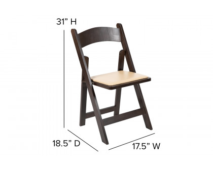 BLNK™ HERCULES Series Wood Folding Chair with Vinyl Padded Seat - Chocolate