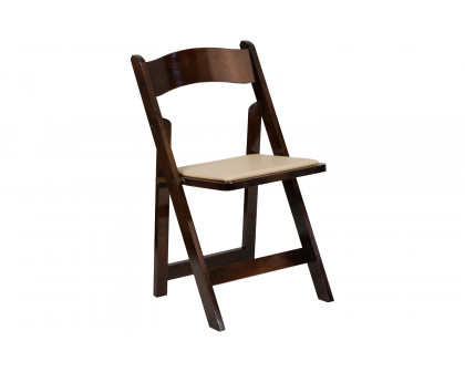 BLNK HERCULES Series Wood Folding Chair with Vinyl Padded Seat - Fruitwood