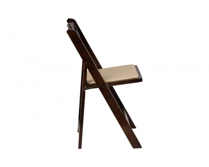 BLNK HERCULES Series Wood Folding Chair with Vinyl Padded Seat - Fruitwood