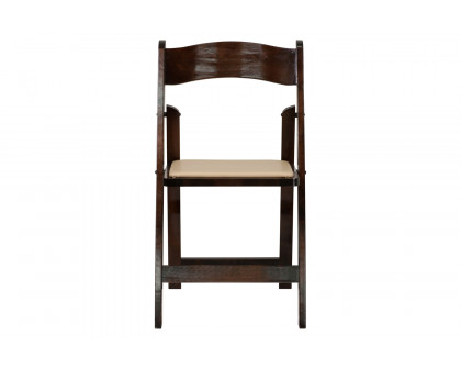 BLNK HERCULES Series Wood Folding Chair with Vinyl Padded Seat - Fruitwood