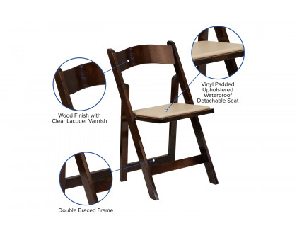 BLNK HERCULES Series Wood Folding Chair with Vinyl Padded Seat - Fruitwood