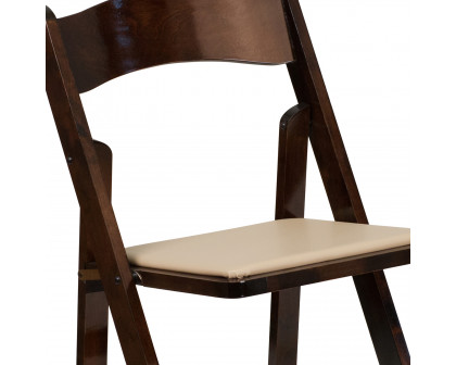 BLNK HERCULES Series Wood Folding Chair with Vinyl Padded Seat - Fruitwood