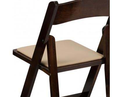 BLNK HERCULES Series Wood Folding Chair with Vinyl Padded Seat - Fruitwood