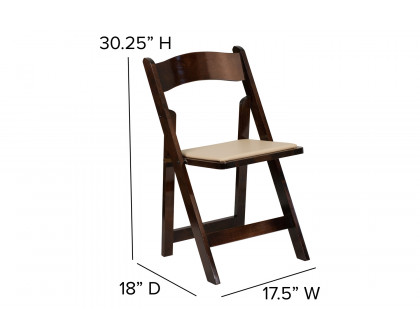 BLNK HERCULES Series Wood Folding Chair with Vinyl Padded Seat - Fruitwood