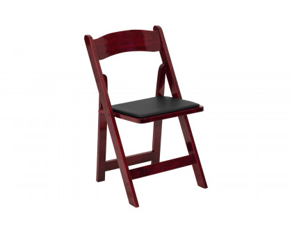 BLNK HERCULES Series Wood Folding Chair with Vinyl Padded Seat - Mahogany