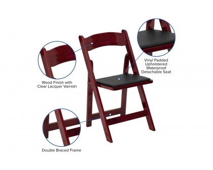 BLNK HERCULES Series Wood Folding Chair with Vinyl Padded Seat - Mahogany