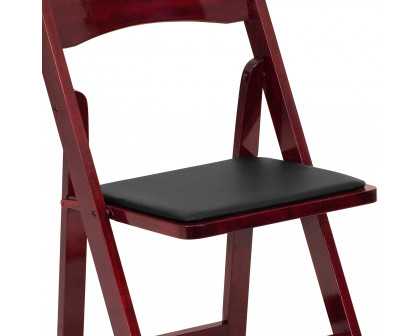 BLNK HERCULES Series Wood Folding Chair with Vinyl Padded Seat - Mahogany