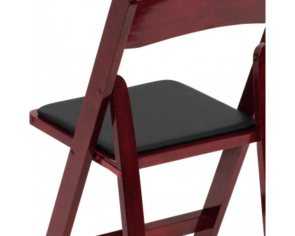 BLNK HERCULES Series Wood Folding Chair with Vinyl Padded Seat - Mahogany