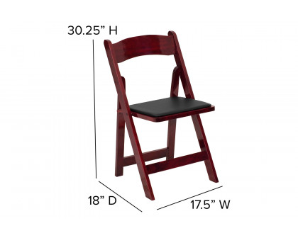 BLNK HERCULES Series Wood Folding Chair with Vinyl Padded Seat - Mahogany