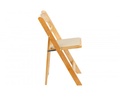 BLNK HERCULES Series Wood Folding Chair with Vinyl Padded Seat - Natural