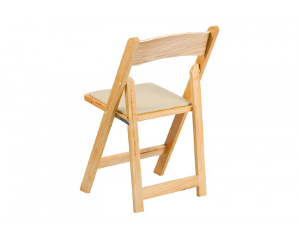 BLNK HERCULES Series Wood Folding Chair with Vinyl Padded Seat - Natural