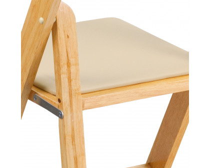 BLNK HERCULES Series Wood Folding Chair with Vinyl Padded Seat - Natural